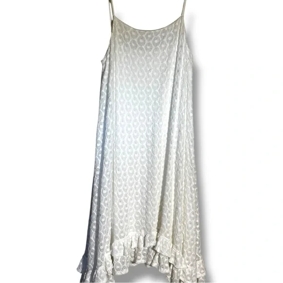 Anthropologie NEW Chic Asymmetrical White Lace Fully Lined Sleeveless Maxi Dress - Picture 13 of 16